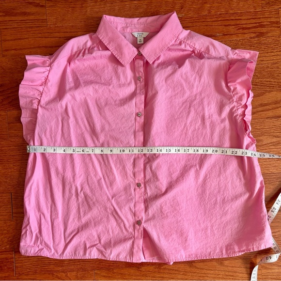 Crown & Ivy- Pink Ruffle Sleeve Women's Top, 100% cotton- size 1X - Picture 8 of 9